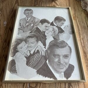 Vtg Framed 1979 Clark Gable Rhett Butler Lithograph Print Chaplan Able Art #2186